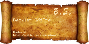 Backler Sára névjegykártya
