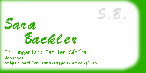 sara backler business card